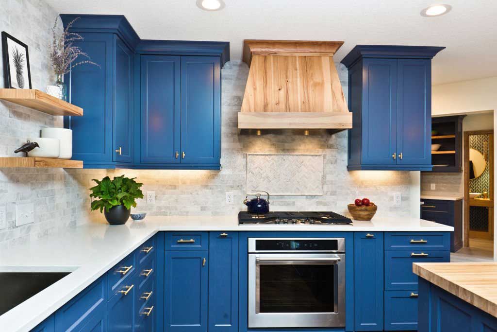 White and bluethemed modern kitchen