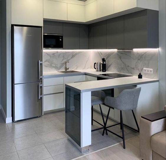 greyish white kitchens